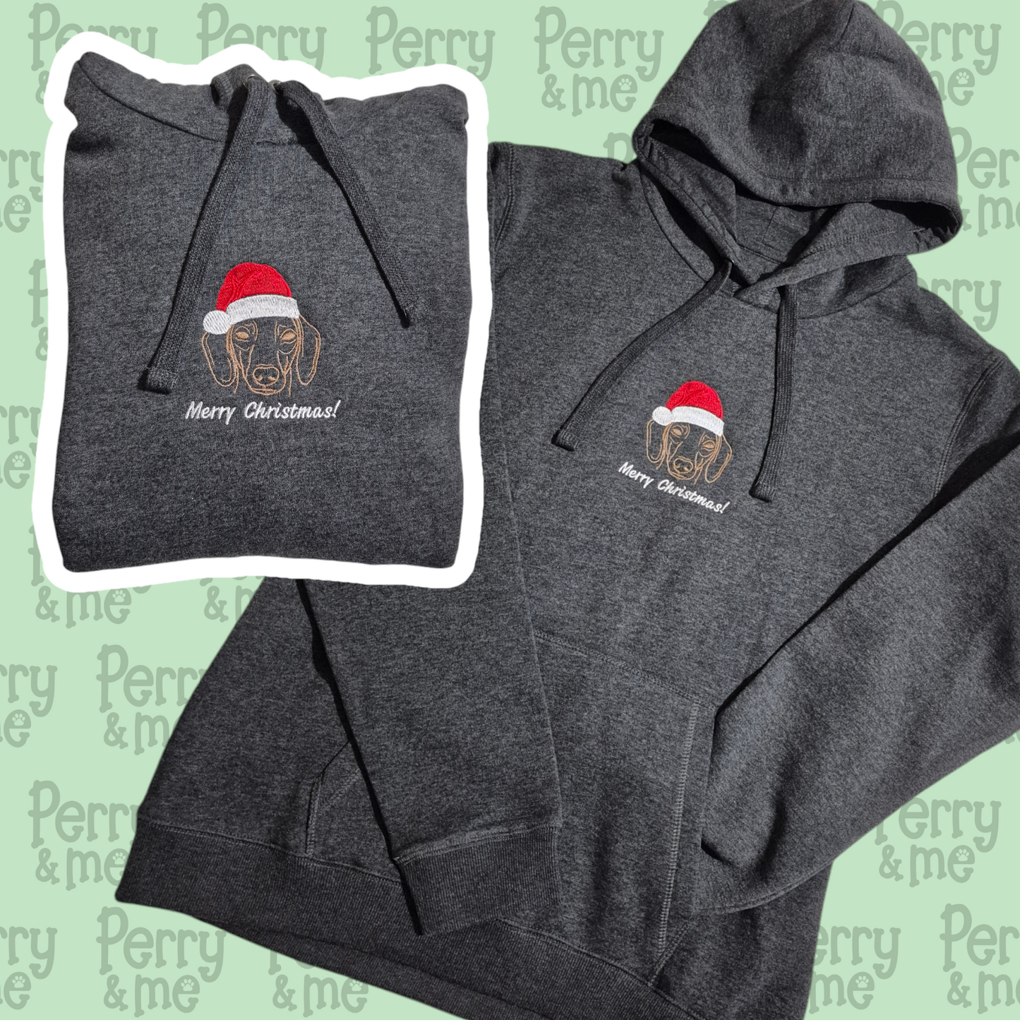 Christmas Embroidered Pawtrait Organic Hoodie