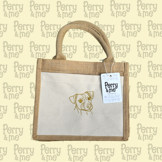 Mini Pocket Embroidered Pawtrait Jute Bag